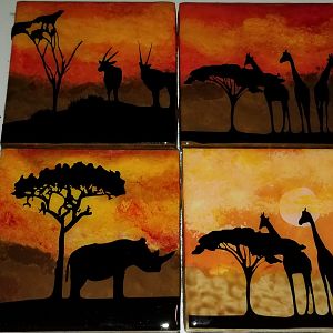 Hand Painted African Theme Coaster Sets