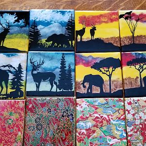 Hand Painted African & North American Theme Coaster Sets