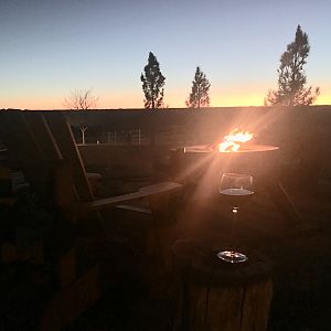 Relaxing, Sunset, Fire & Glass of wine