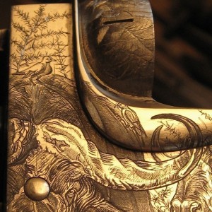 Cape Buffalo Engraving on Double Rifle