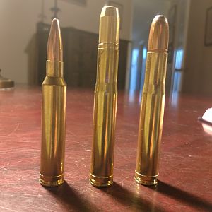 Two different loading for 400 H&H next to a 308 Norma Mag