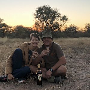 Enjoying an African sunset with my wife
