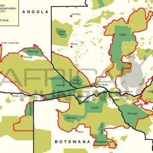 KAZA - Kavango Zambezi Transfrontier Area Map, Namibia