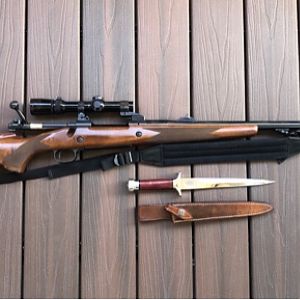 Winchester 70 Rifle in .375 H&H & Hunting Knife