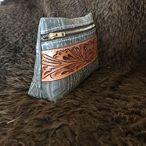 Makeup Pouch made out of Cape Buffalo Leather