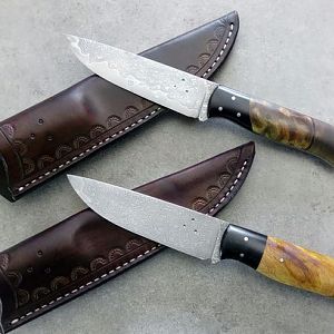 Damascus Light Hunter Knives & Sheaths