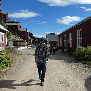 Hiking through the historic mining town of Kennicott Alaska USA
