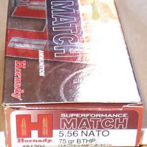 Hornady 5.56 NATO Superformance Match 75gr BTHP
