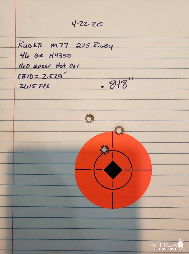 145 gr speer grand slam loads with H4350 Range Shots