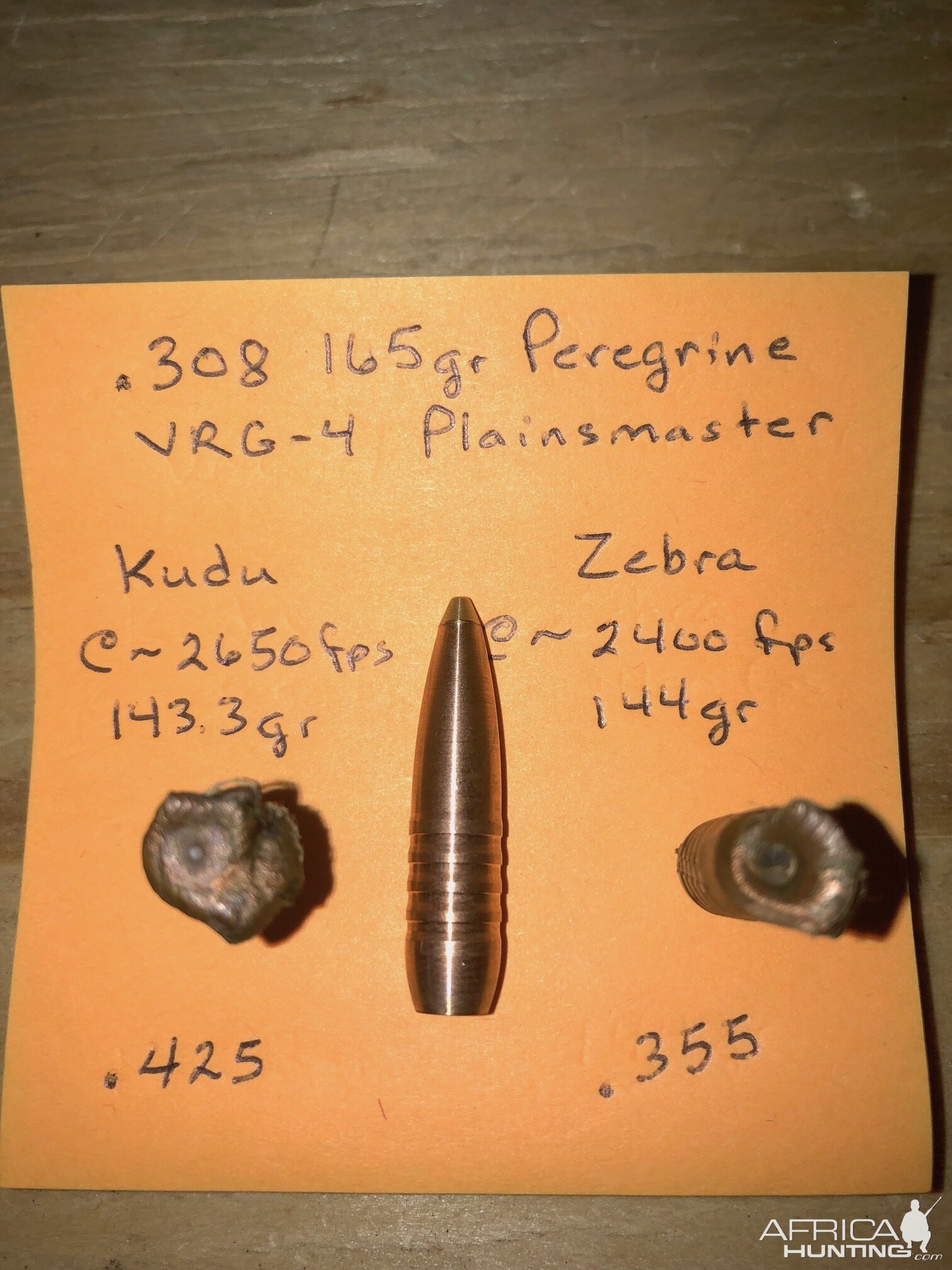 165 gr Peregrine Plainsmaster’s Bullet Performance