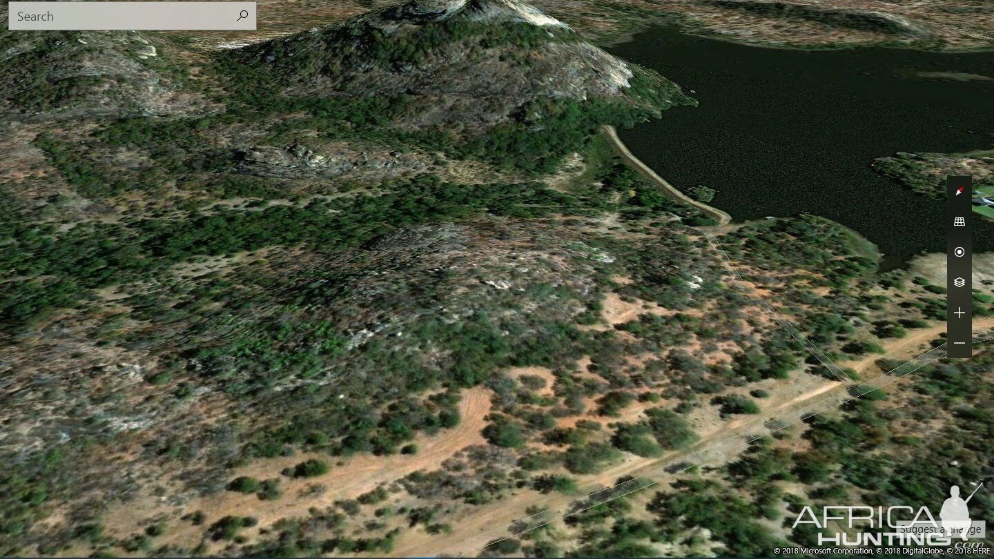 3D-ish aerial image below you can see the area where we were hunting