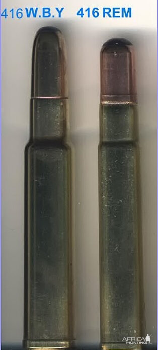 416 WBY and 416 REM cartridge size comparison