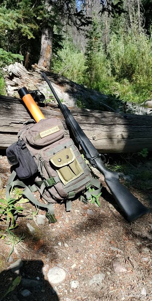 Backpack With .458 Caliber Rifle Cartridge