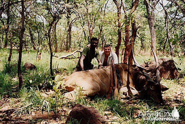 Bela Hidvegi with Lord Derby Eland hunted in CAR