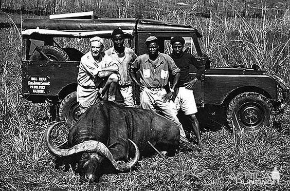 Bill Ryan's Safari Team with Cape Buffalo