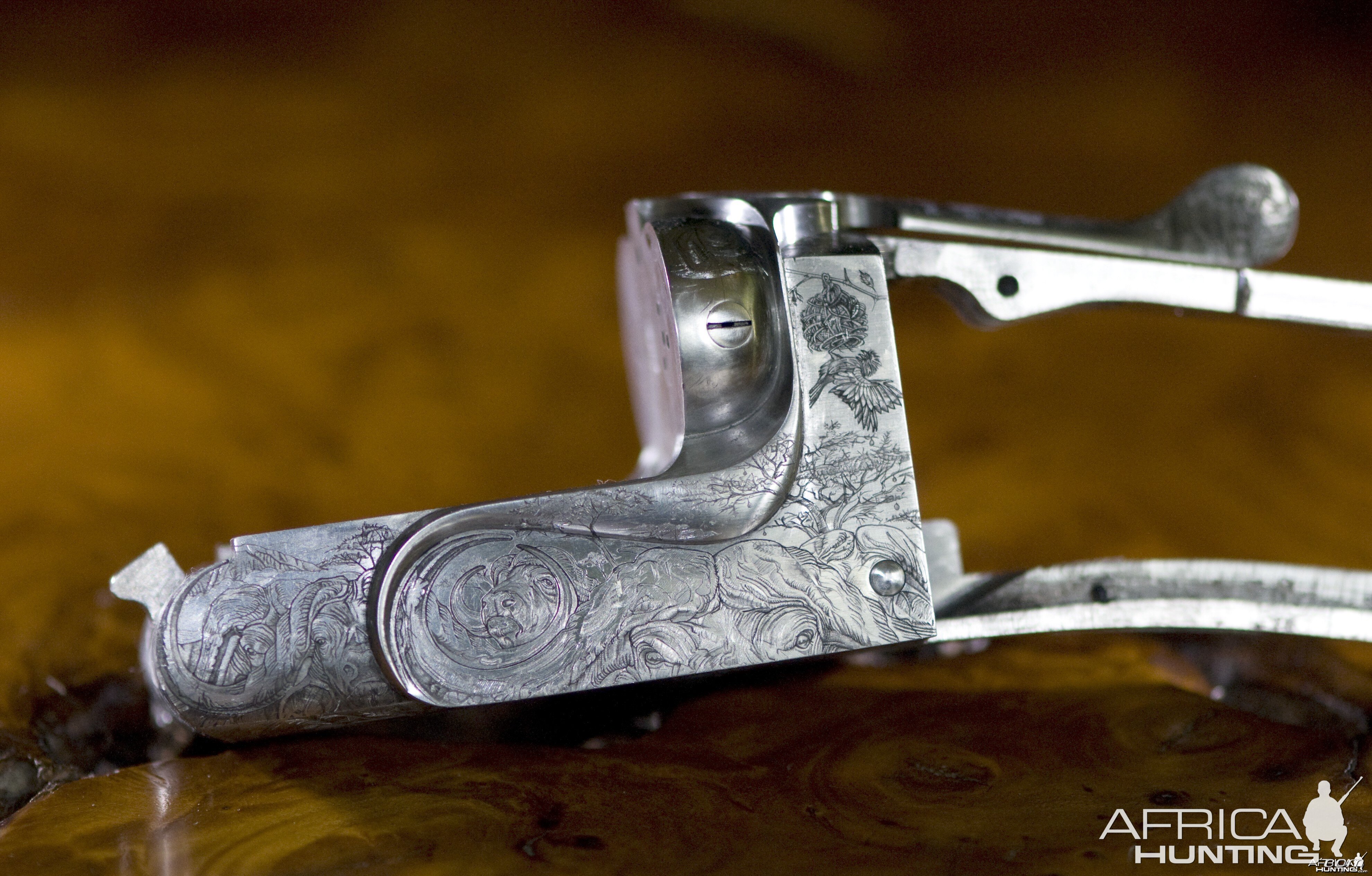 Cape Buffalo Engraving on Double Rifle