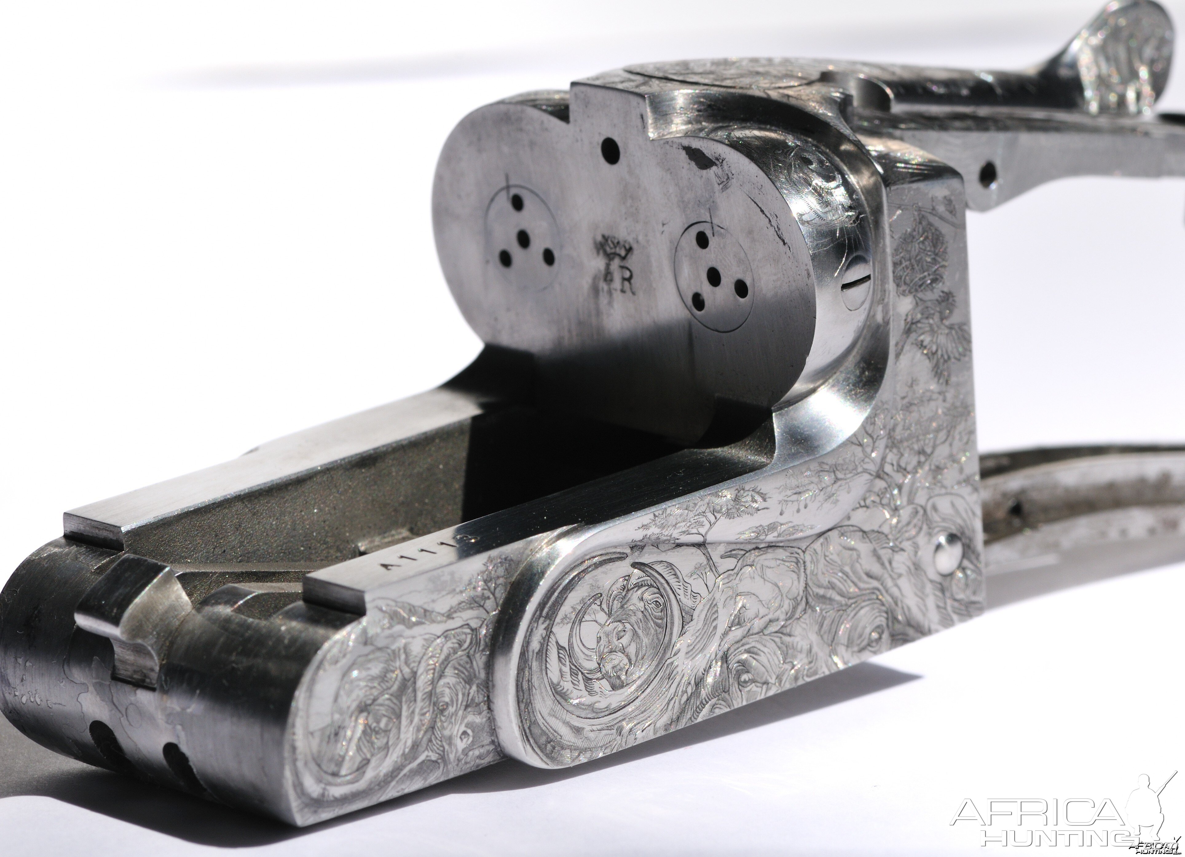 Cape Buffalo Engraving on Double Rifle