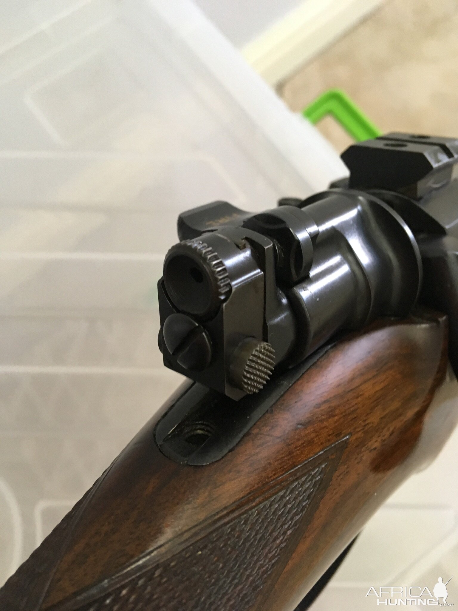 Cocking piece mounted ghost ring on my 404 Jeffery Rifle