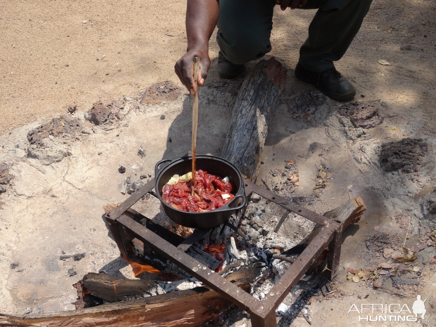 Elephant shoulder stew being cooked