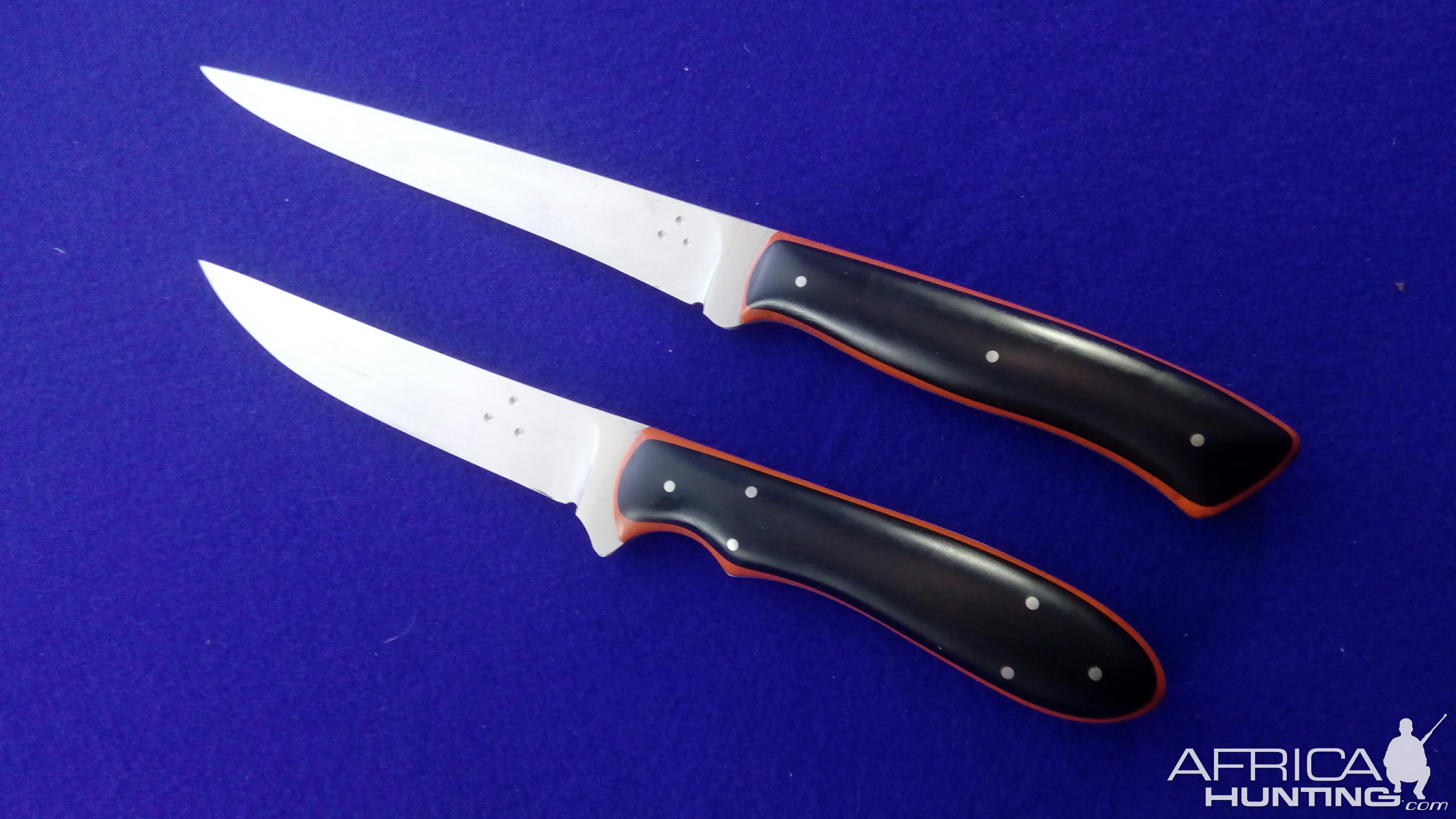Fishing Knife set with BIack Paper Micarta over BIaze Iiners