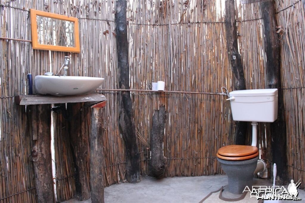 Flush toilet behind each tent at camp in the Caprivi Namibia