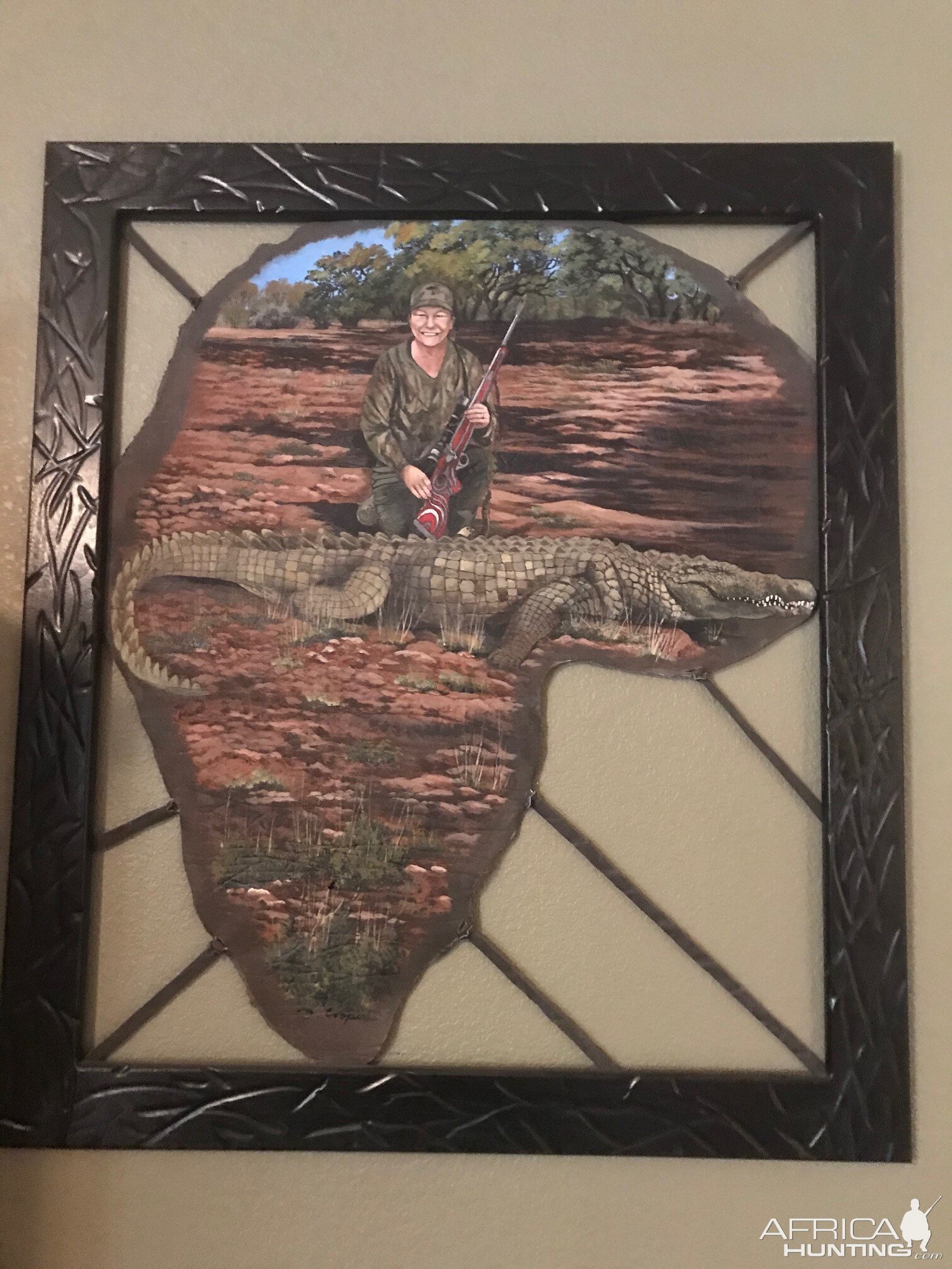 Framed Leather Craft Painting