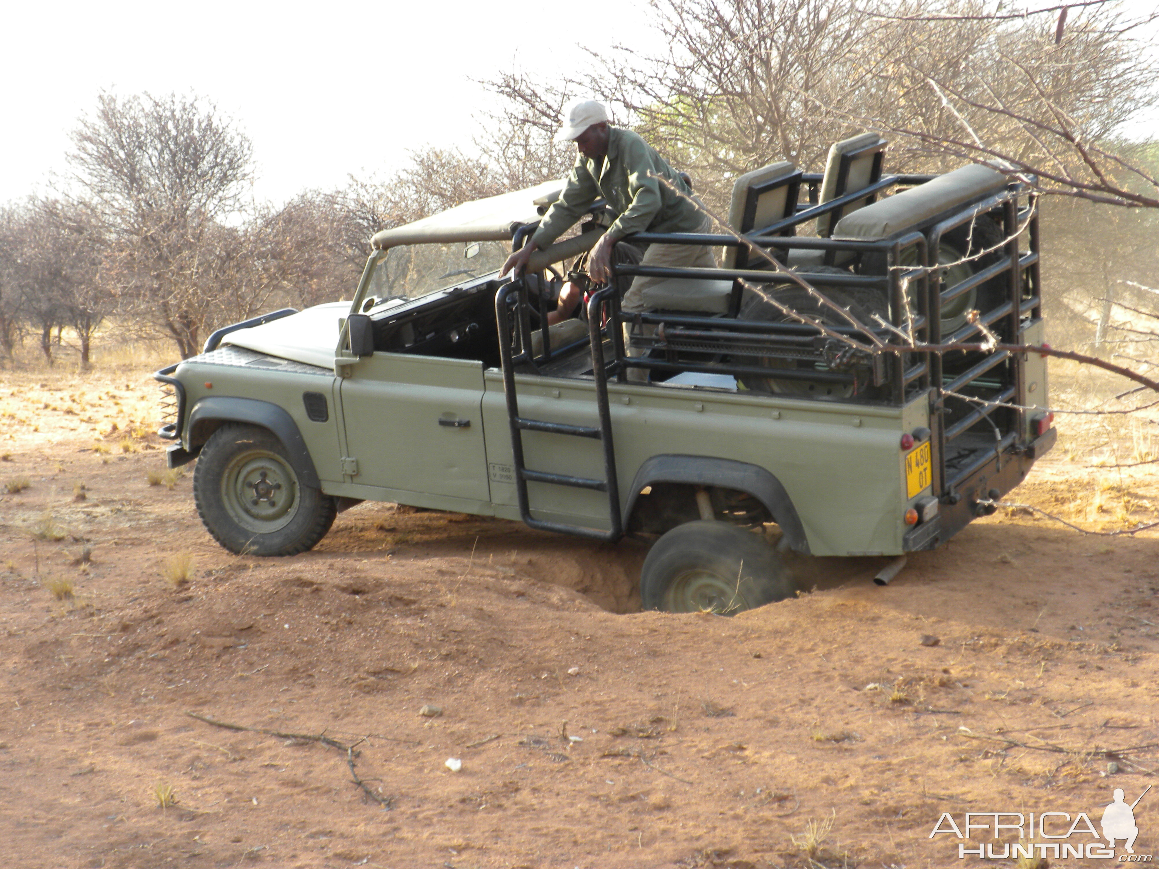 Getting the hunting vehicle out of the hole