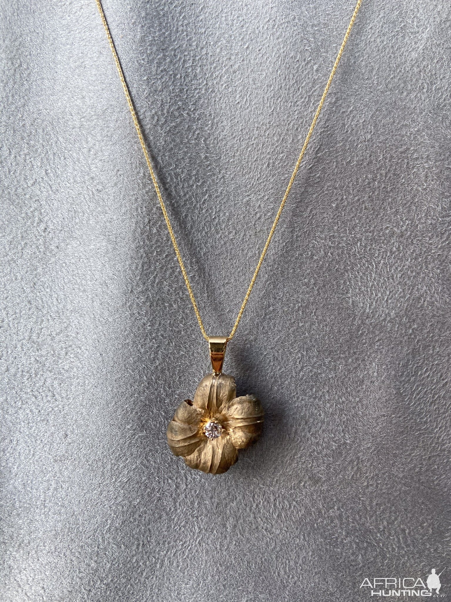 Gold Plated Bullet With Diamond Necklace