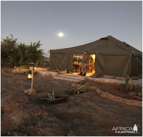 Great moonrise over camp and my friend Ruan