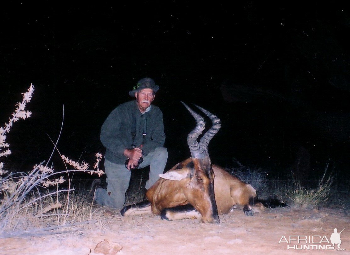 Holstein Hunting Safaris Namibia - client with Red Hartebeest