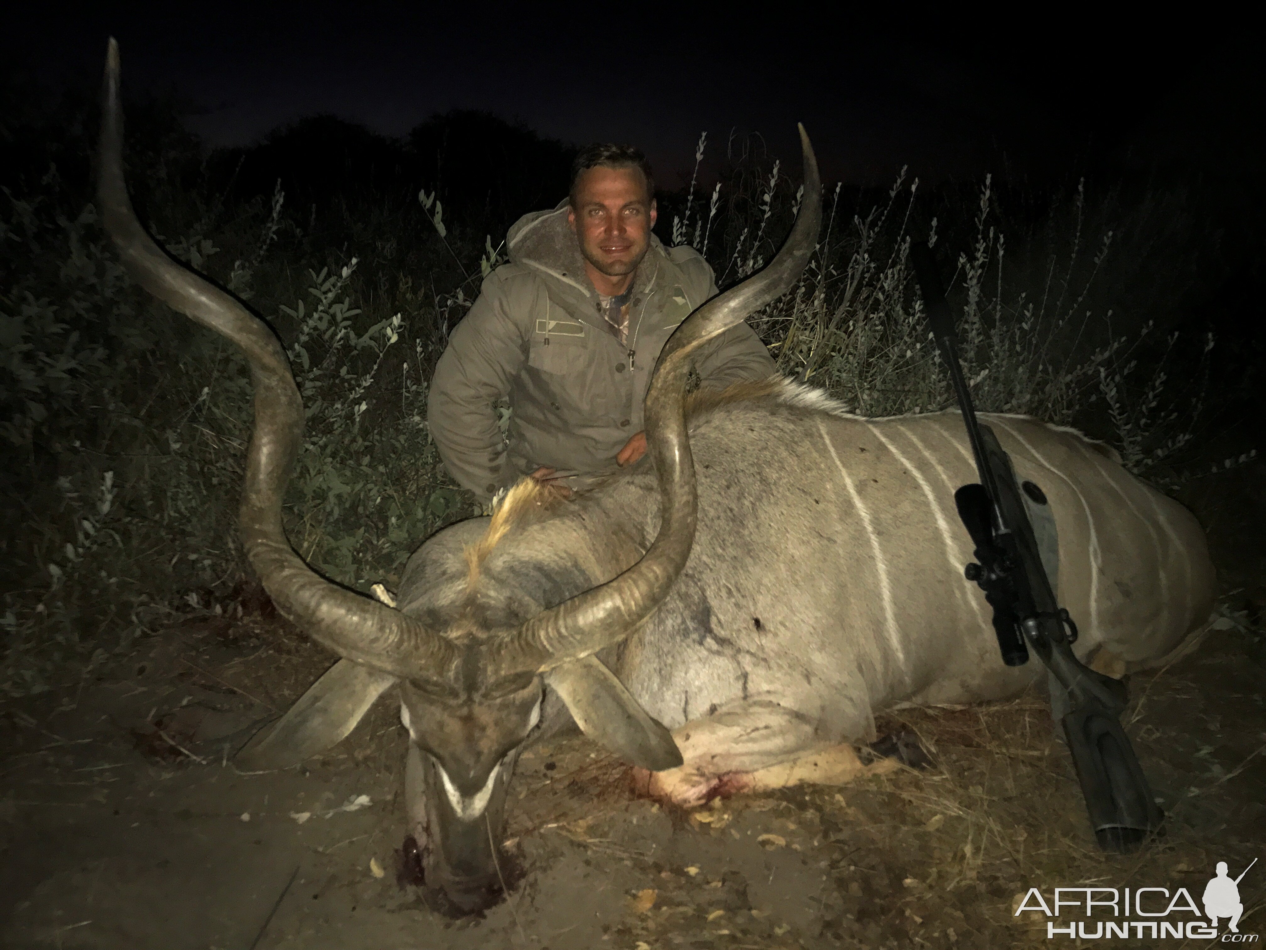 Huge old Kudu Bull hunted by Charl Kemp near Bushmanland , Grootfontein, Namibia