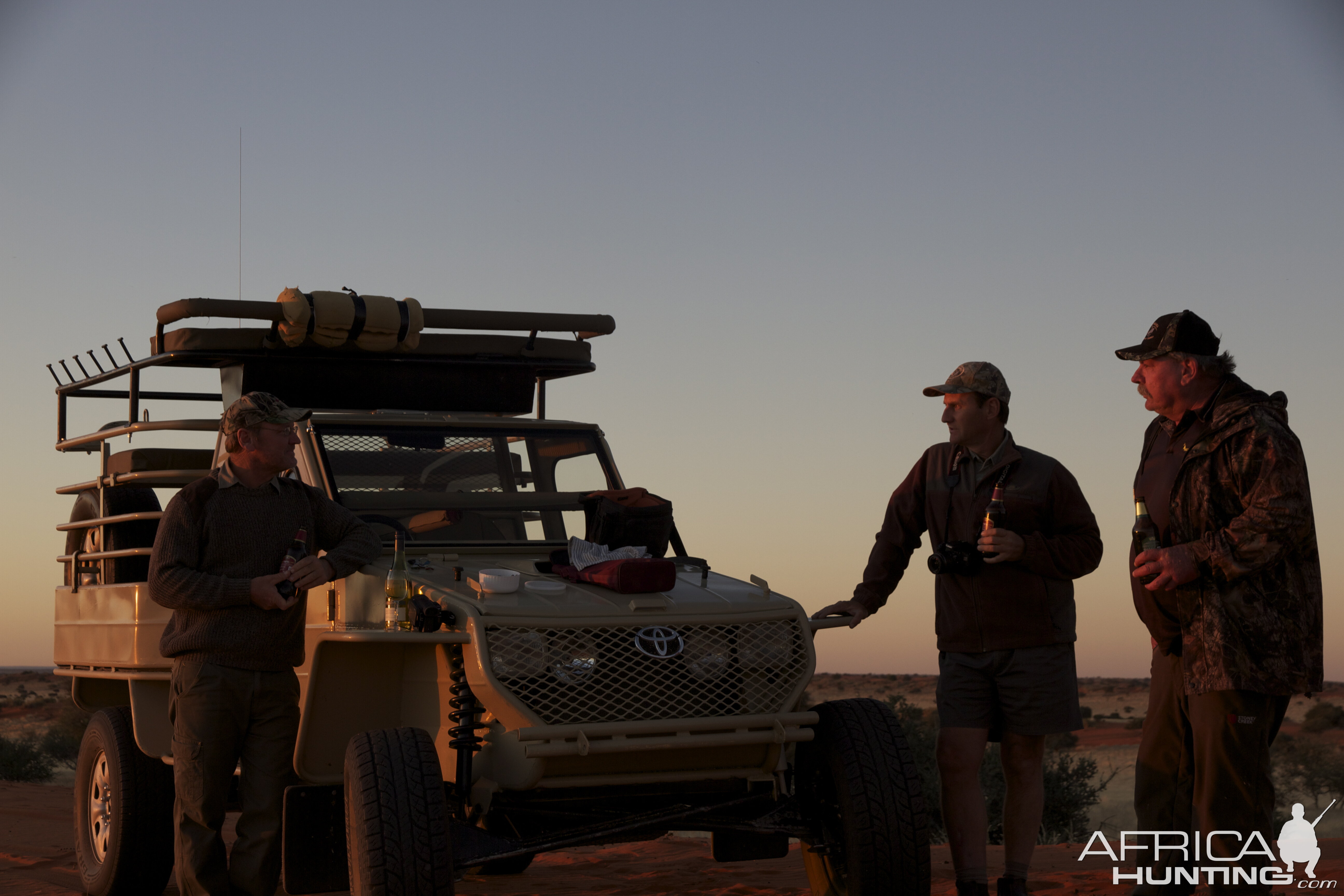 Hunting Vehicle doing Sun Downer in the Kalahari
