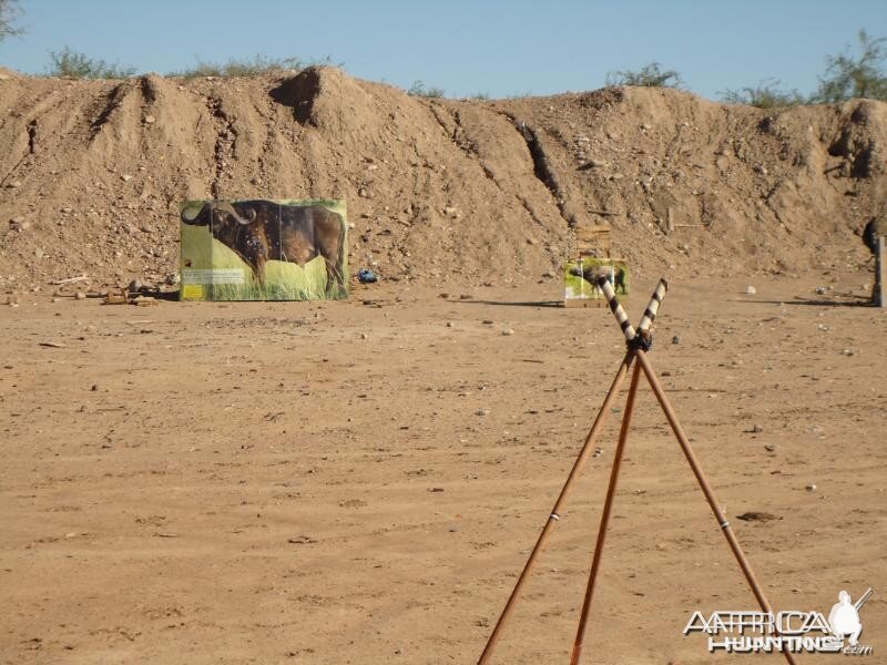 In the AZ desert practicing before my Zimbabwe hunt