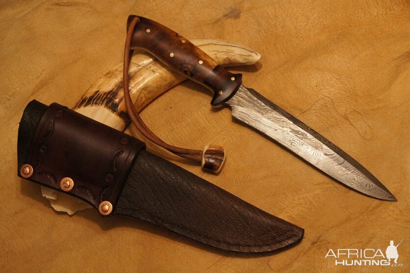 Knife & Sheath made out of Cape Buffalo Leather