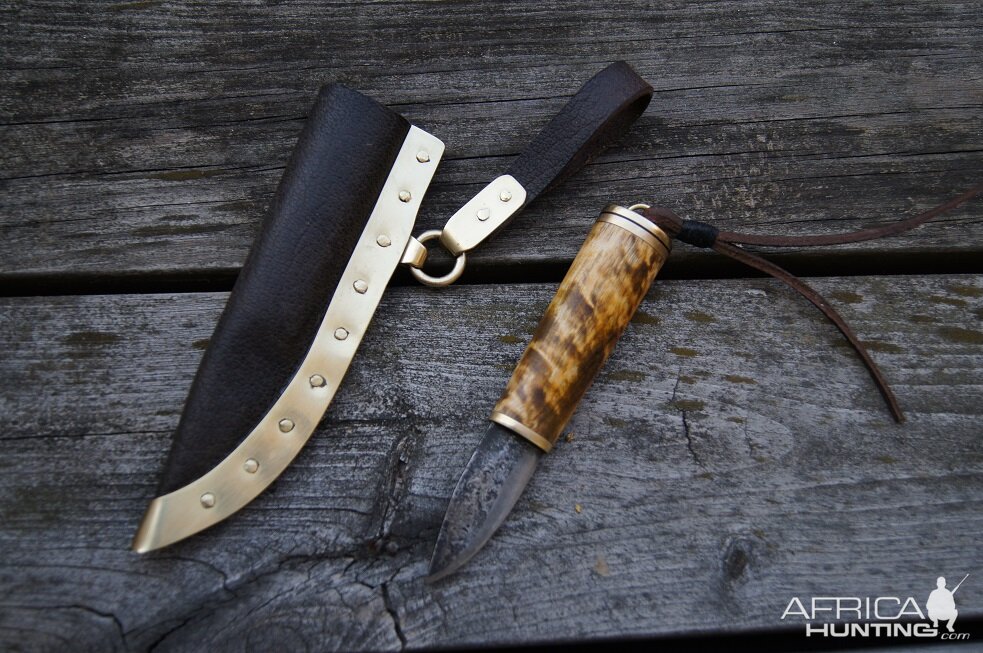 Knife & Sheath made out of Cape Buffalo Leather