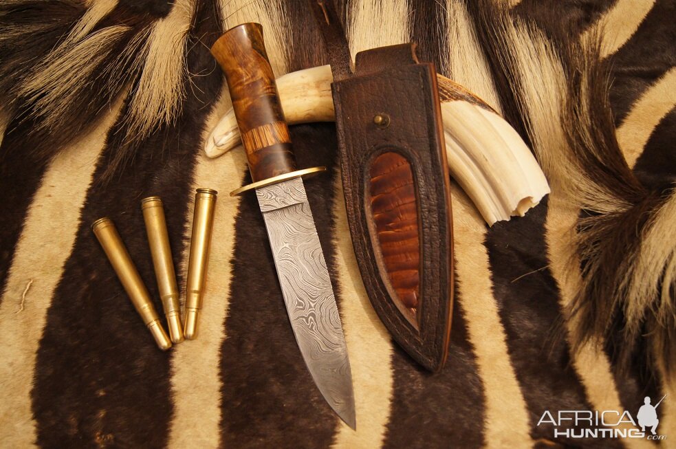Knife & Sheath made out of Cape Buffalo Leather