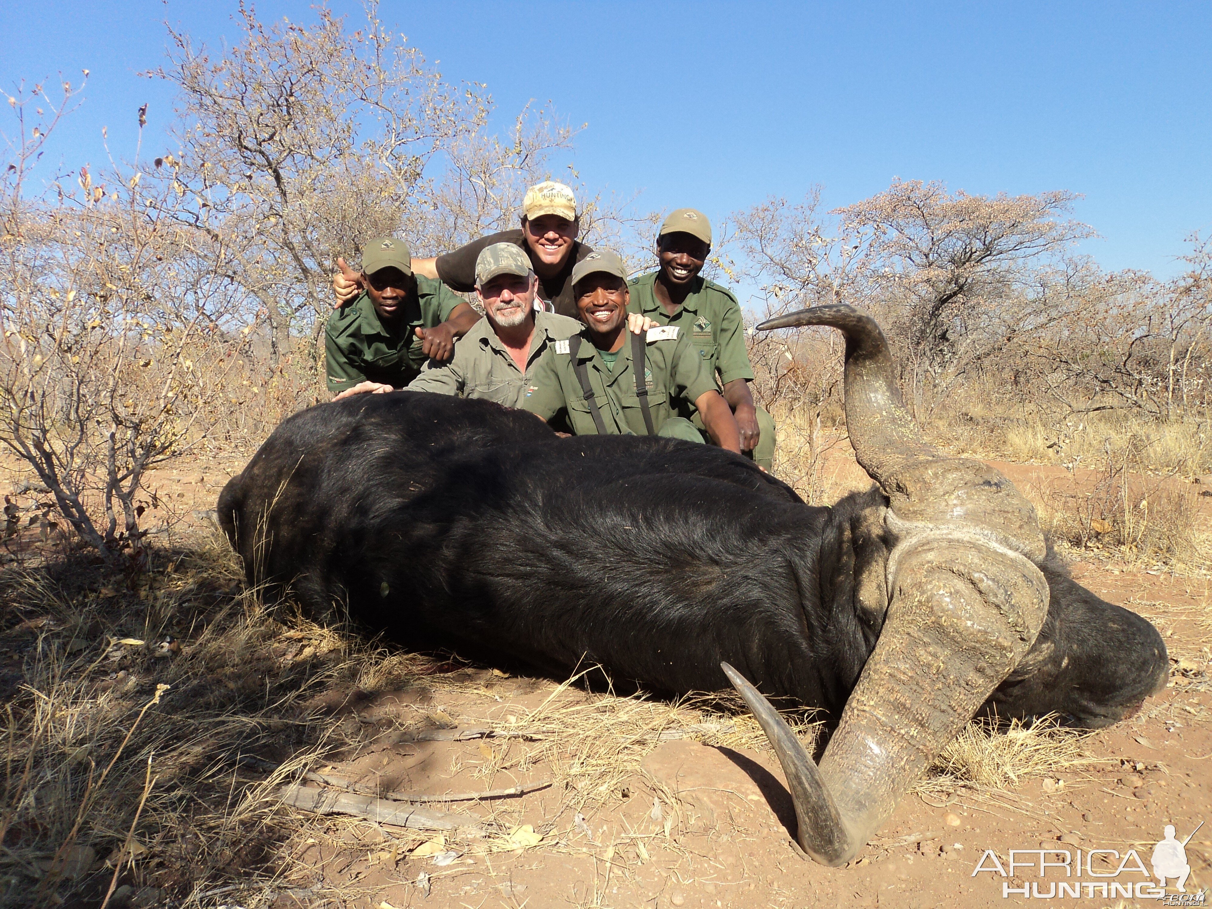 Kwalata Buff. with tracker Joe, JG, PH Jaco Strauss, tracker Poni & app