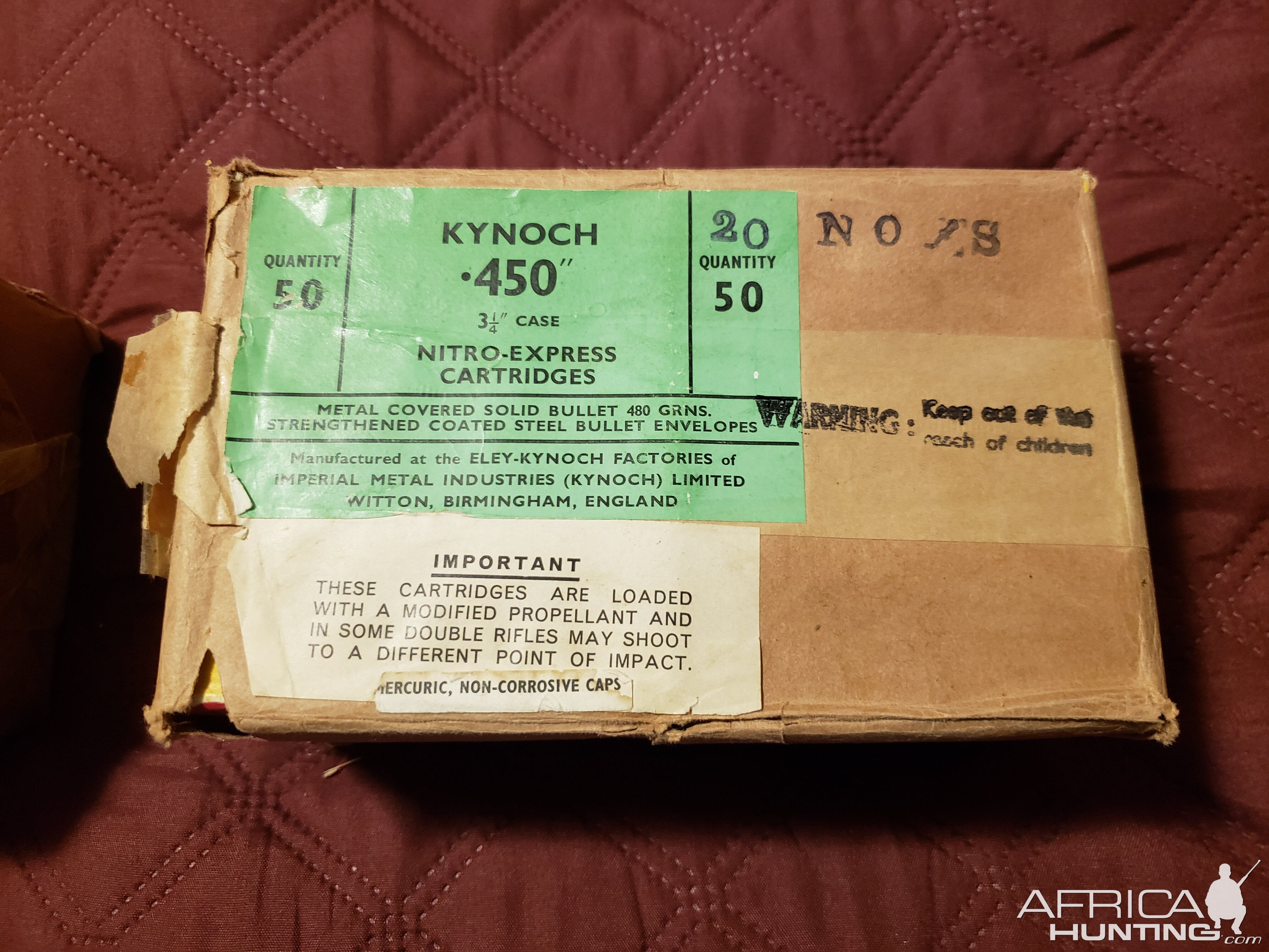 Kynoch 450 Nitro Express Ammunition