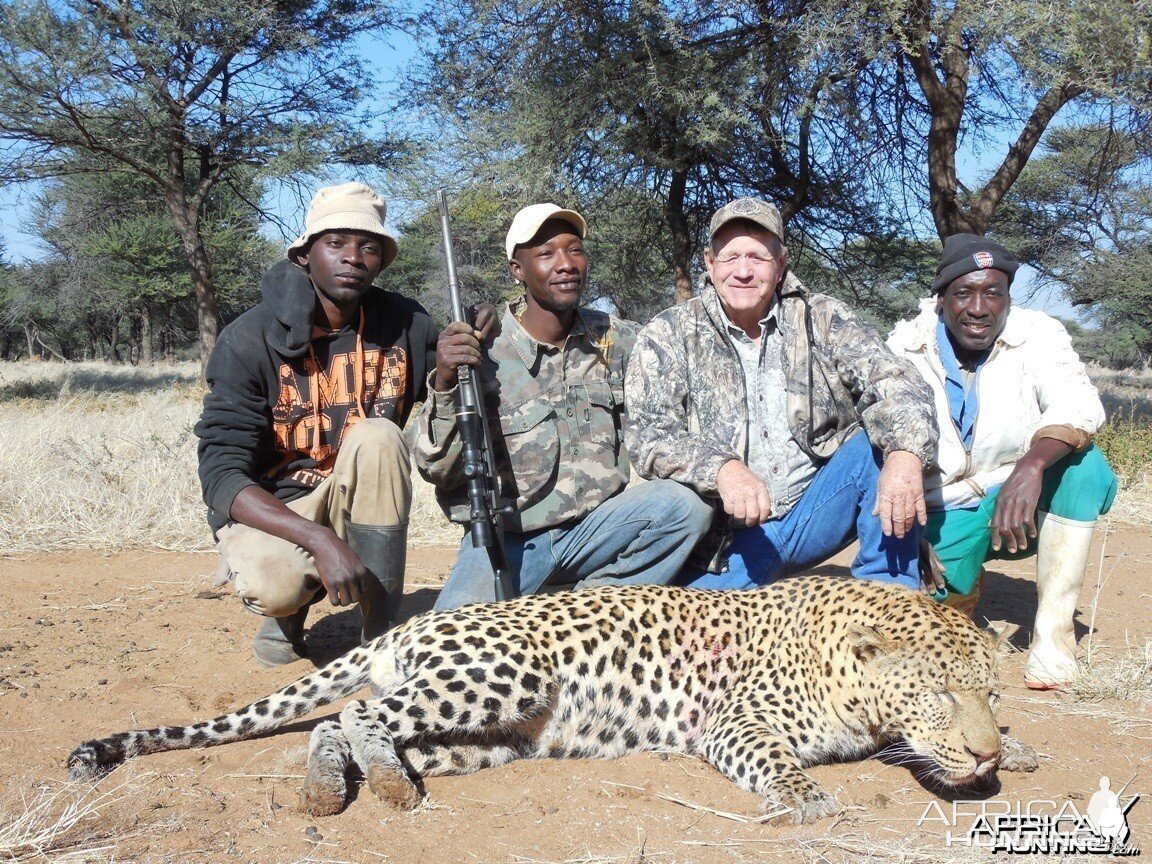 Leopard hunted with Ozondjahe Hunting Safaris in Namibia