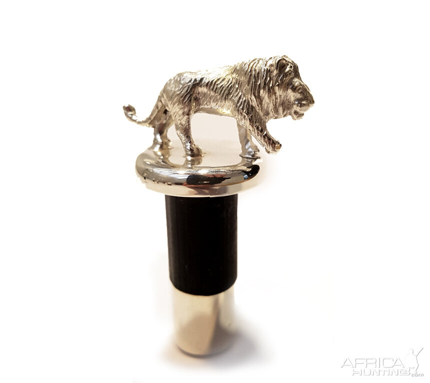 Lion Plated Silver Bottle Stopper from African Sporting Creations