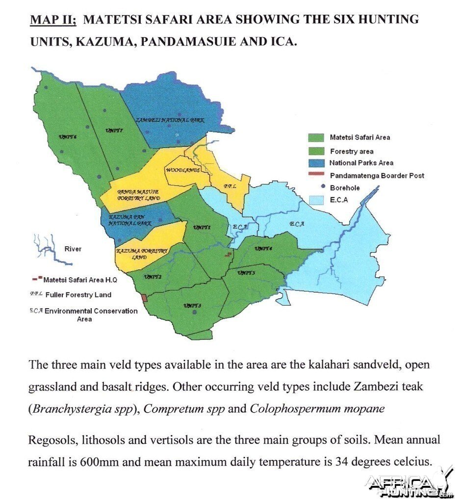 Map of the Matetsi Safari Area in Zimbabwe