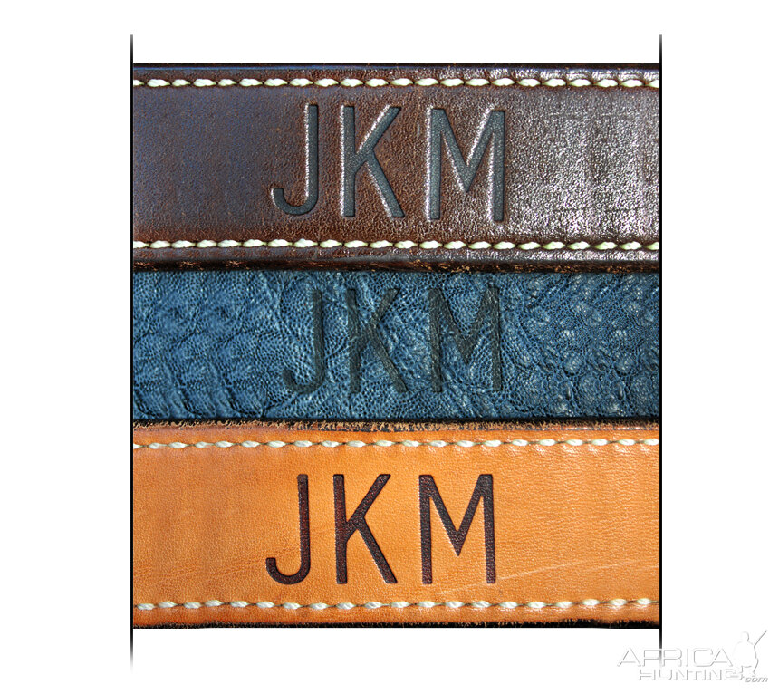 Monogramming on Leather Scotch Carriers from African Sporting Creations