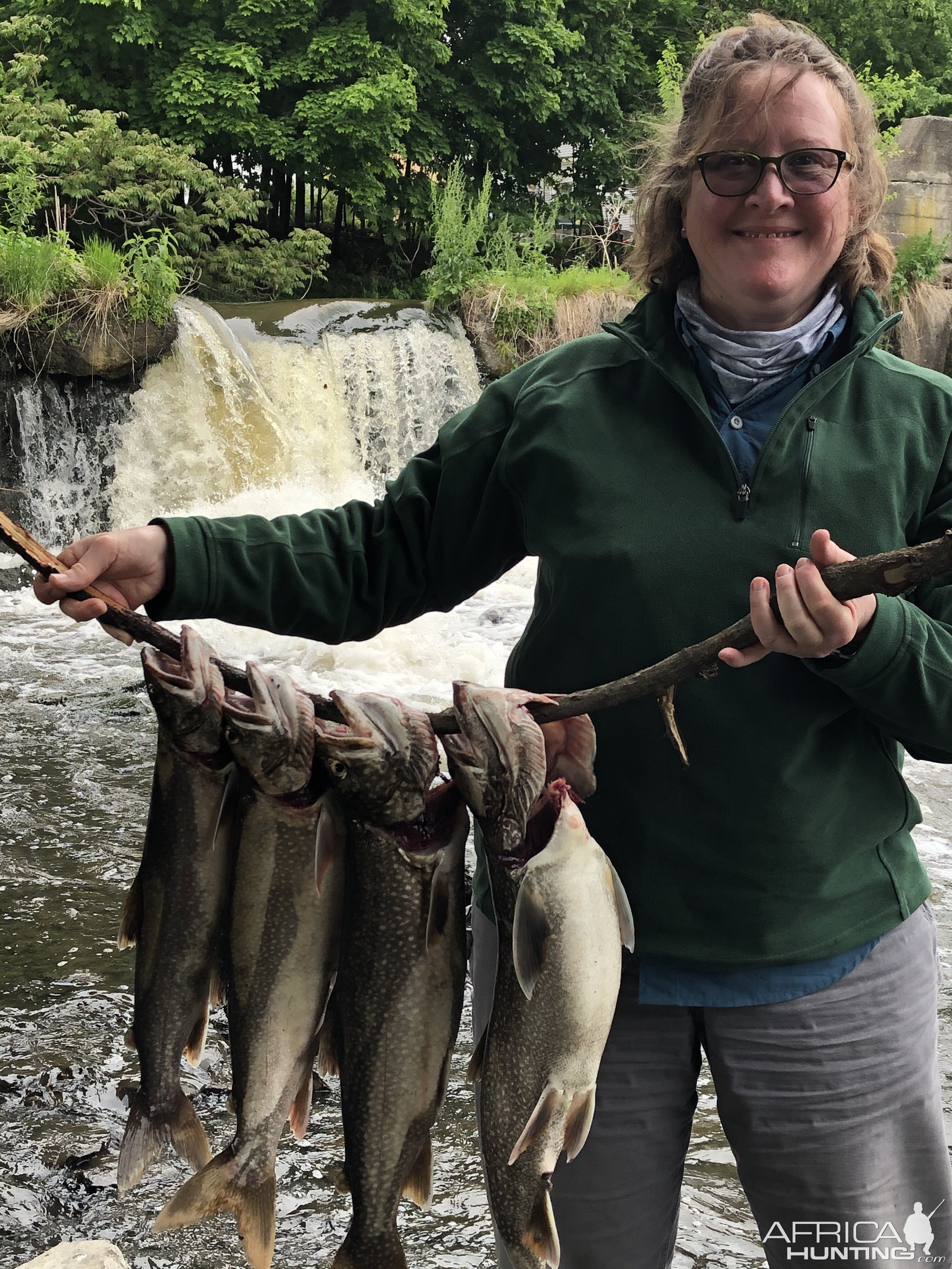 Mrs BeeMaa with todays take from the Rondout Reservoir