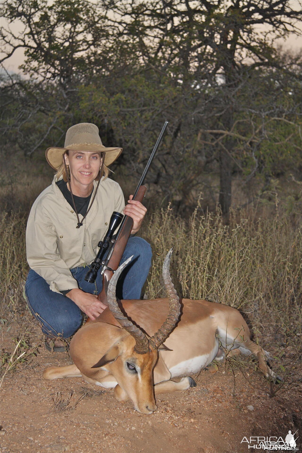 My wife with her first ever animal