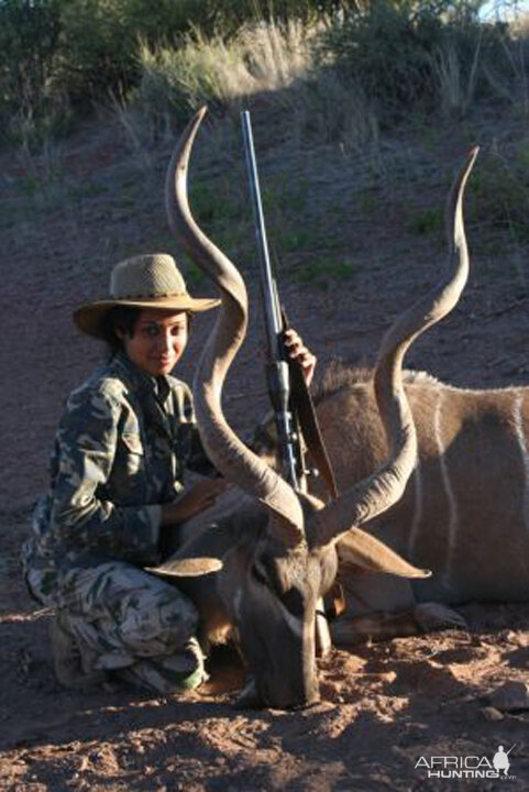 My wife with her Koudou in Namibia