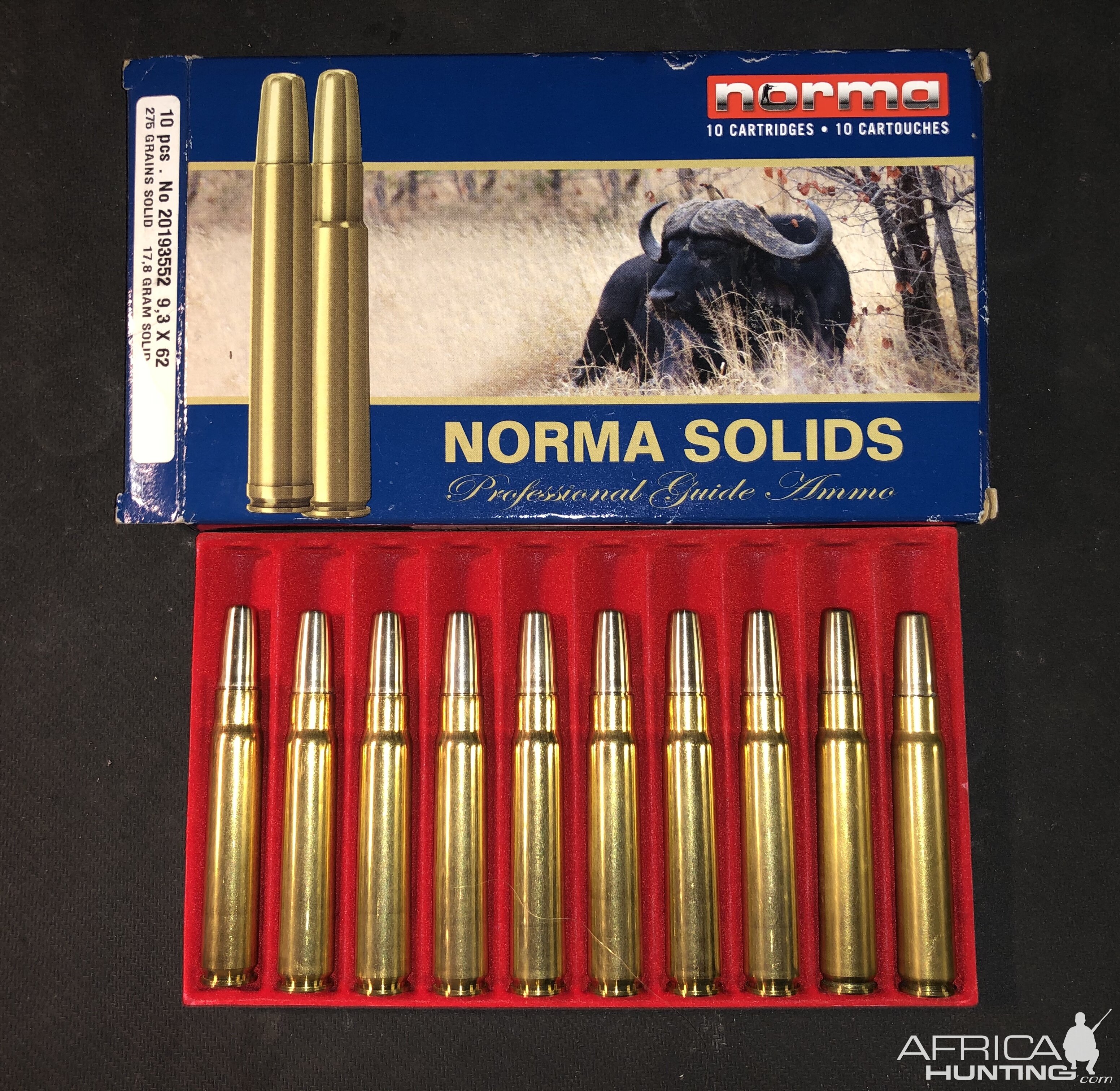 Norma factory 275 solids for the 9.3x62 Professional guide ammo