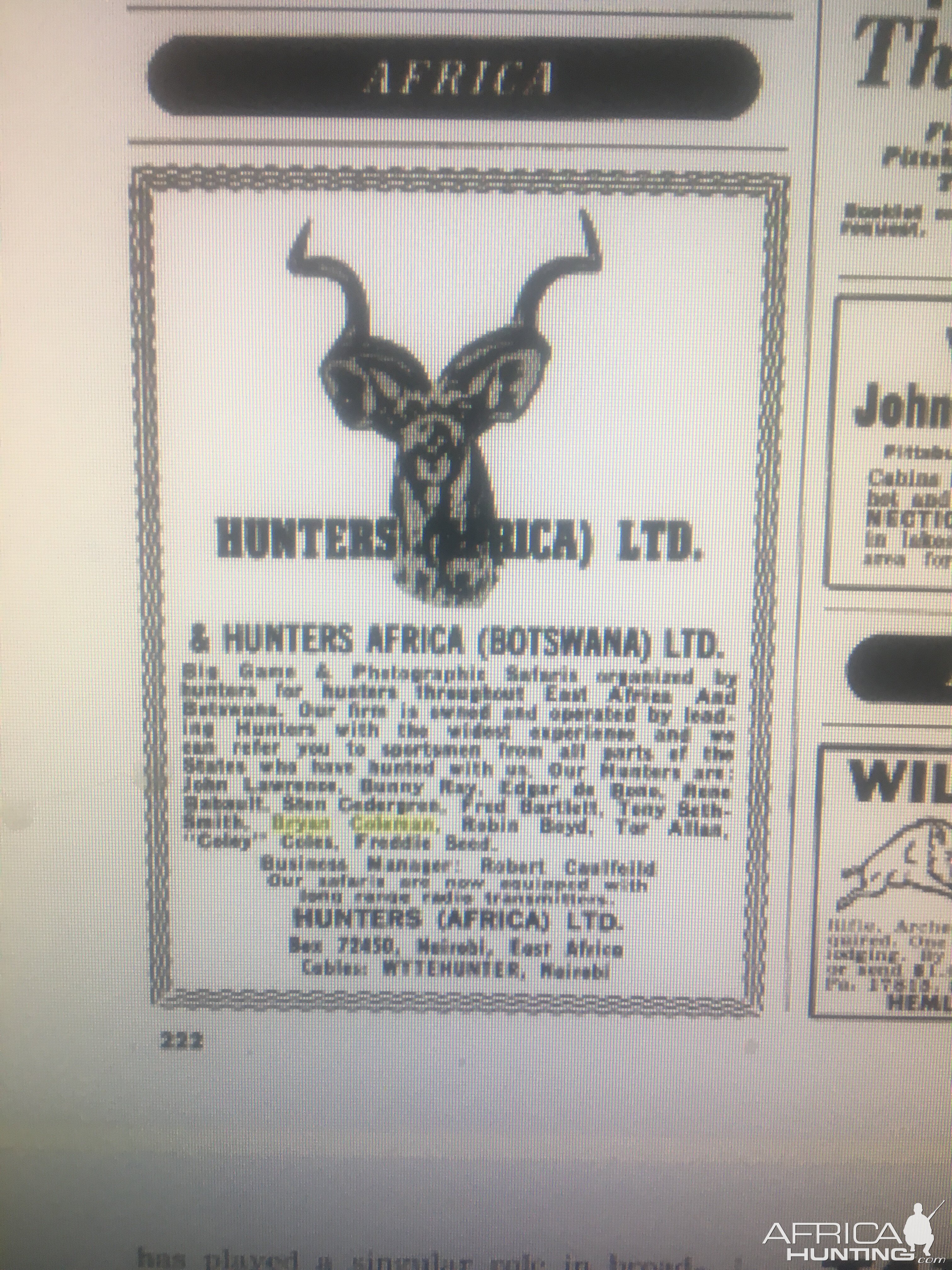 Old Botswana Hunting Advertisements