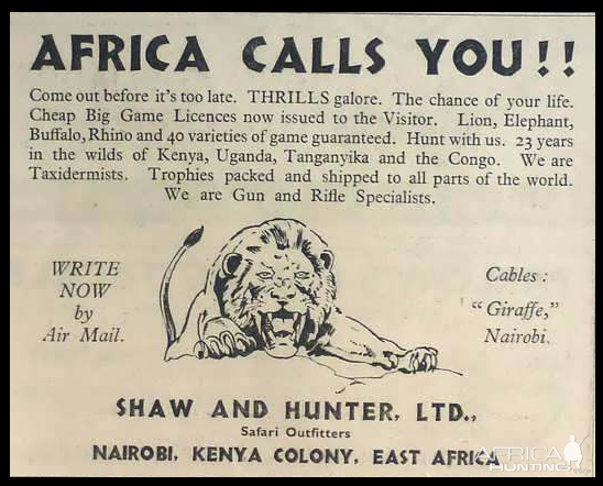 Old Kenyan Hunting Advertisements