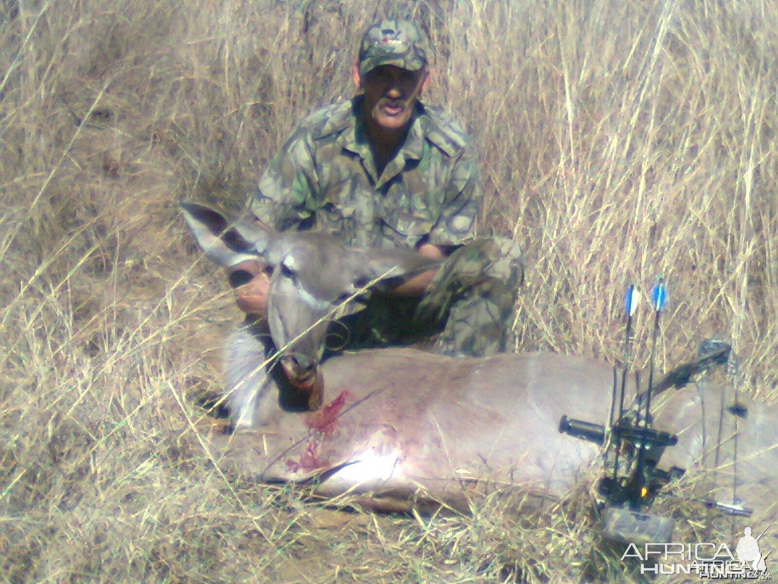 Oom Danie and his kudu cow with bow