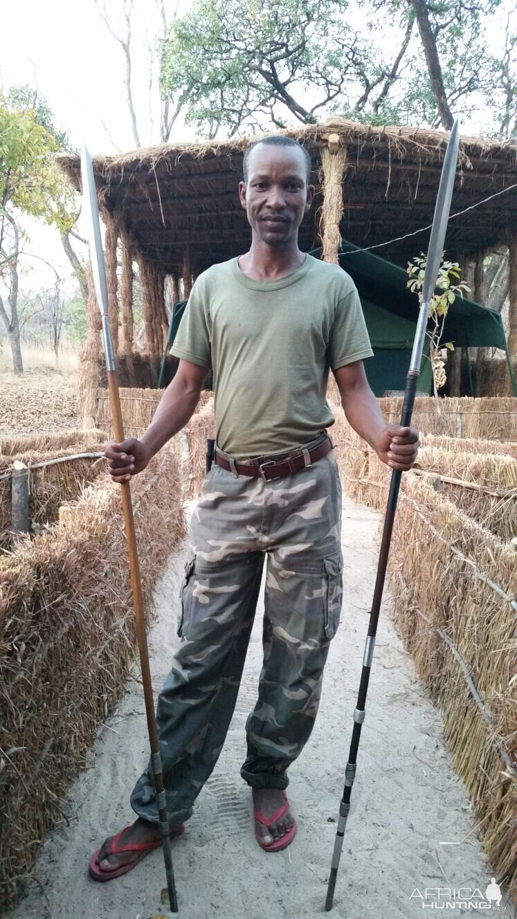 Our tracker with spears on a anti poaching patrol